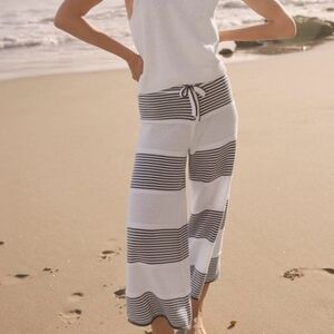 Splendid White and Black Striped Wide Leg Knit Pants